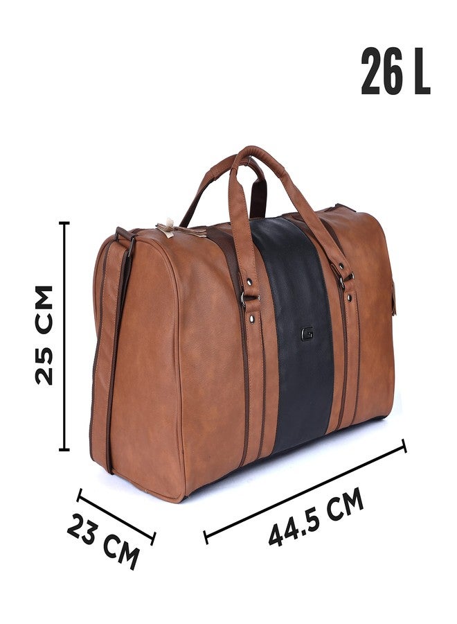 Gear Vintage Faux Leather 26L Water Resistant Travel Duffle Bag/Gym Bag for Men/Women (Tan), W-23 CM, Multicolor - Image 3
